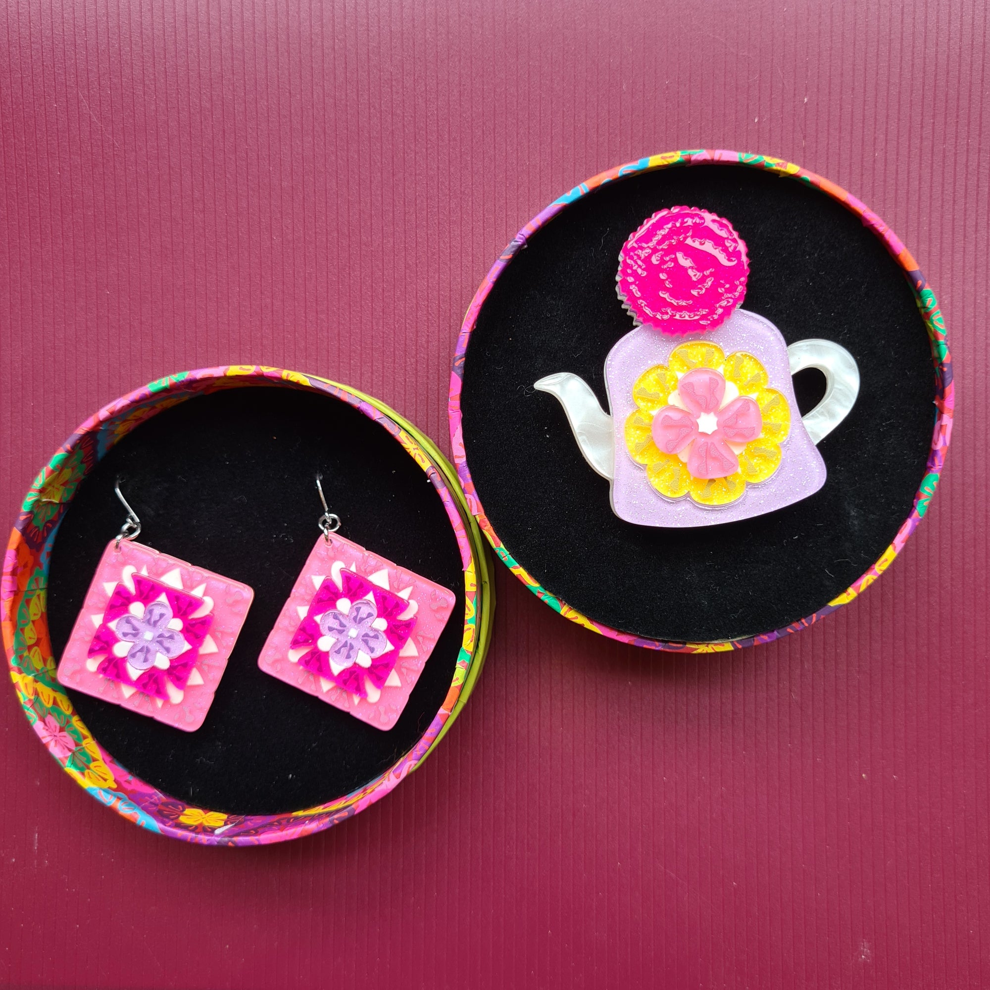 Bundle:  Cosy Comfort Earrings (Pink) and Short Stout and Cosy Brooch by Erstwilder