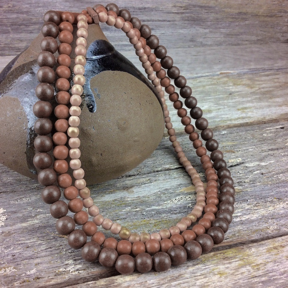 Naturals Combination Lolita 3 Strand Wooden Necklace by Cool Coconut