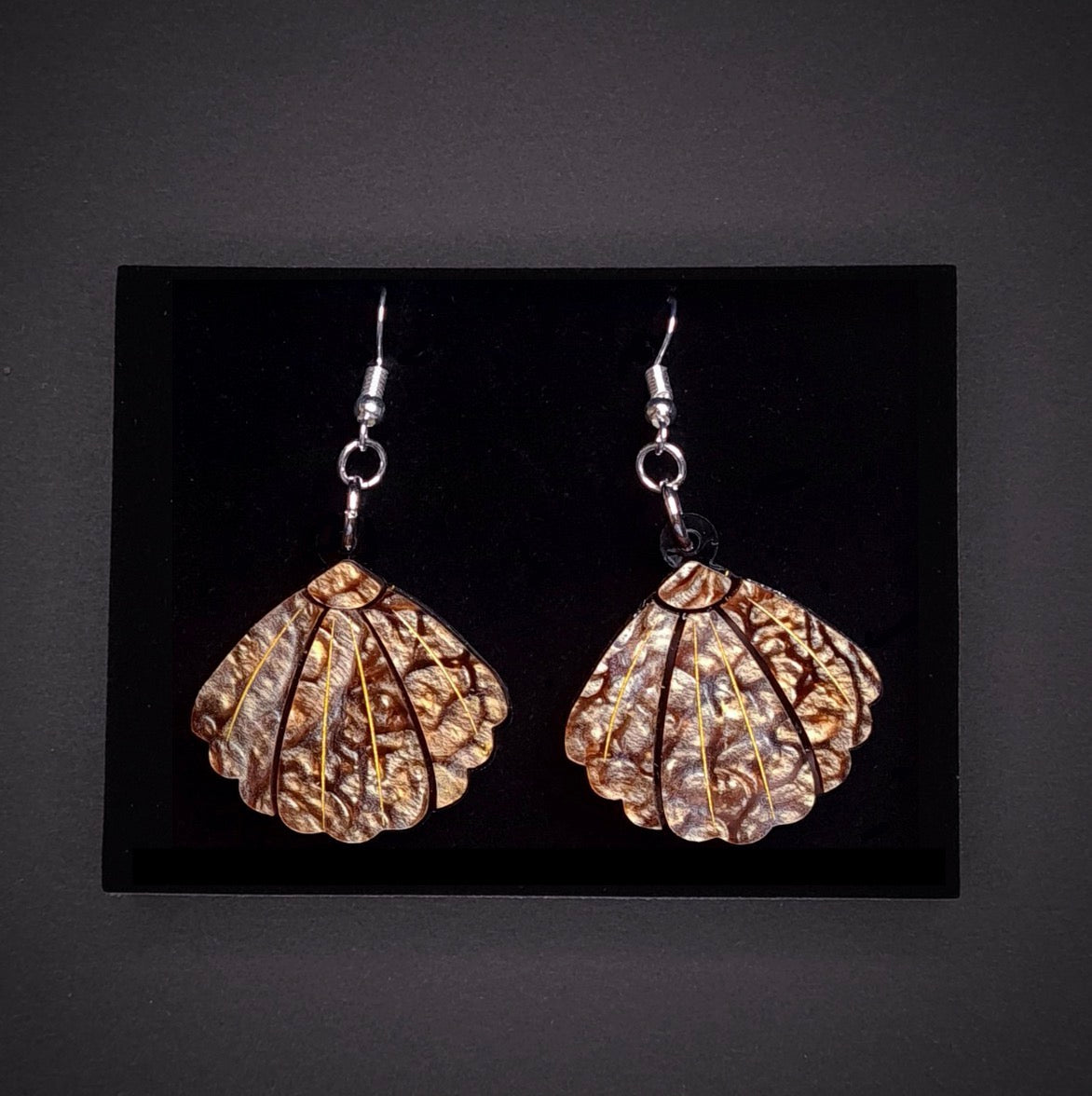 Small Brown Shell Earrings by Lou Taylor