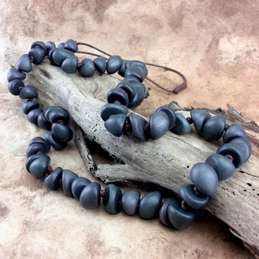 Slate Freya Long Wooden Necklace by Cool Coconut