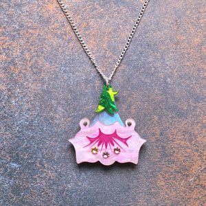 Pink Moonflower Pendant Necklace by Tatty Devine
