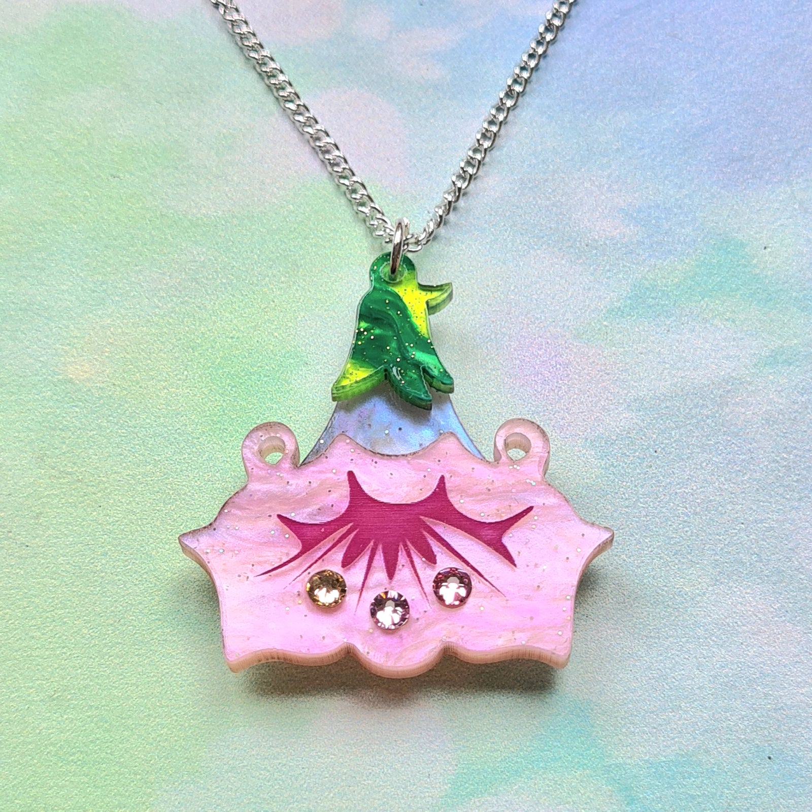 Pink Moonflower Pendant Necklace by Tatty Devine