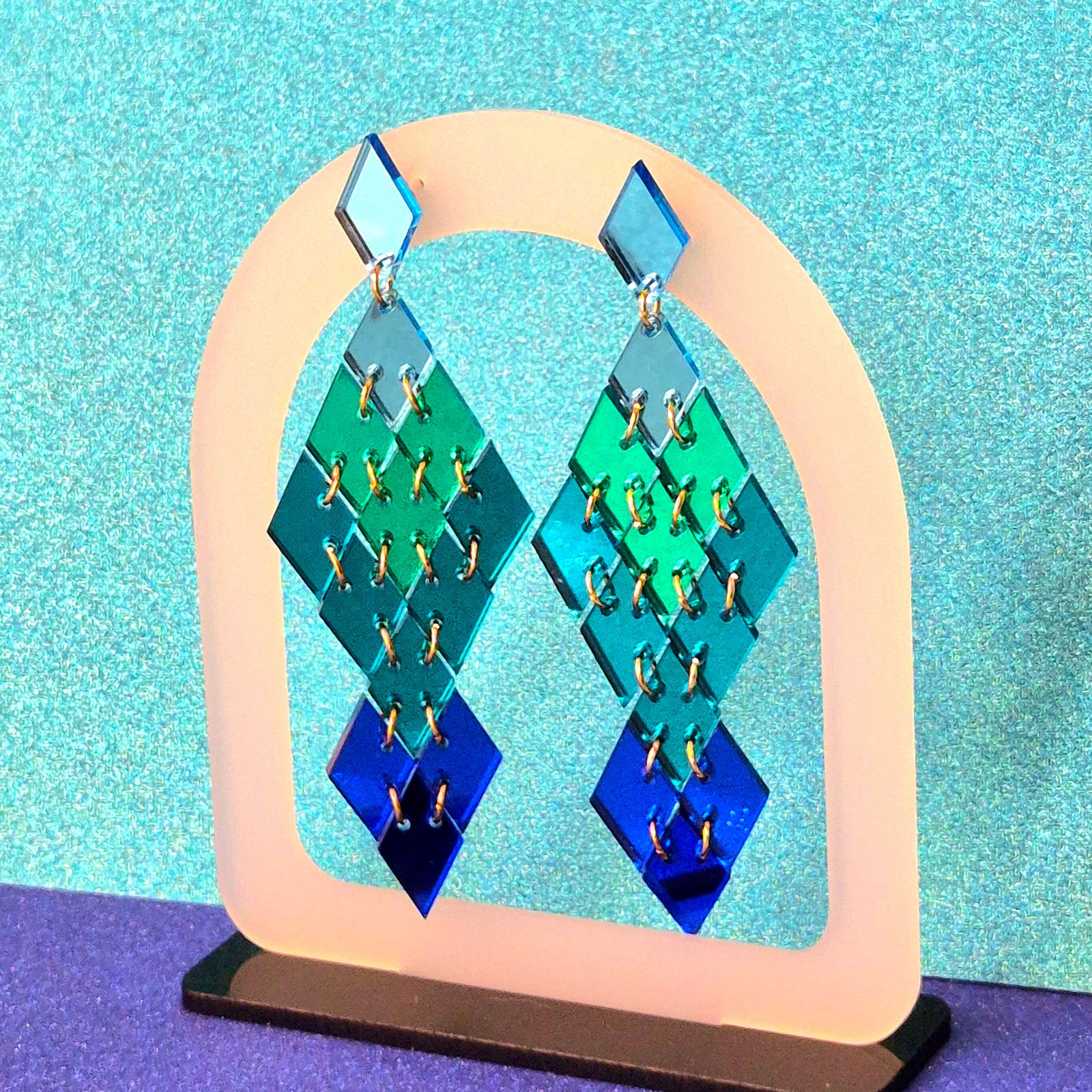 Diamond Dangles Peacock Earrings by Little Geraldine
