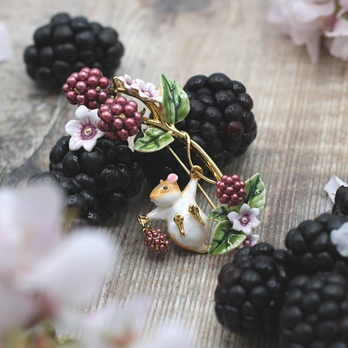 Blackberry & Mouse Brooch by Bill Skinner Studio