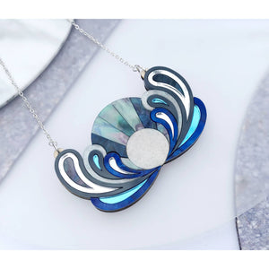 Psychedelic Sunrise Bib Necklace in Lunar Colourway by Rosa Pietsch