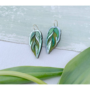 Calathea Leaf Earrings : Green Mix by Rosa Pietsch