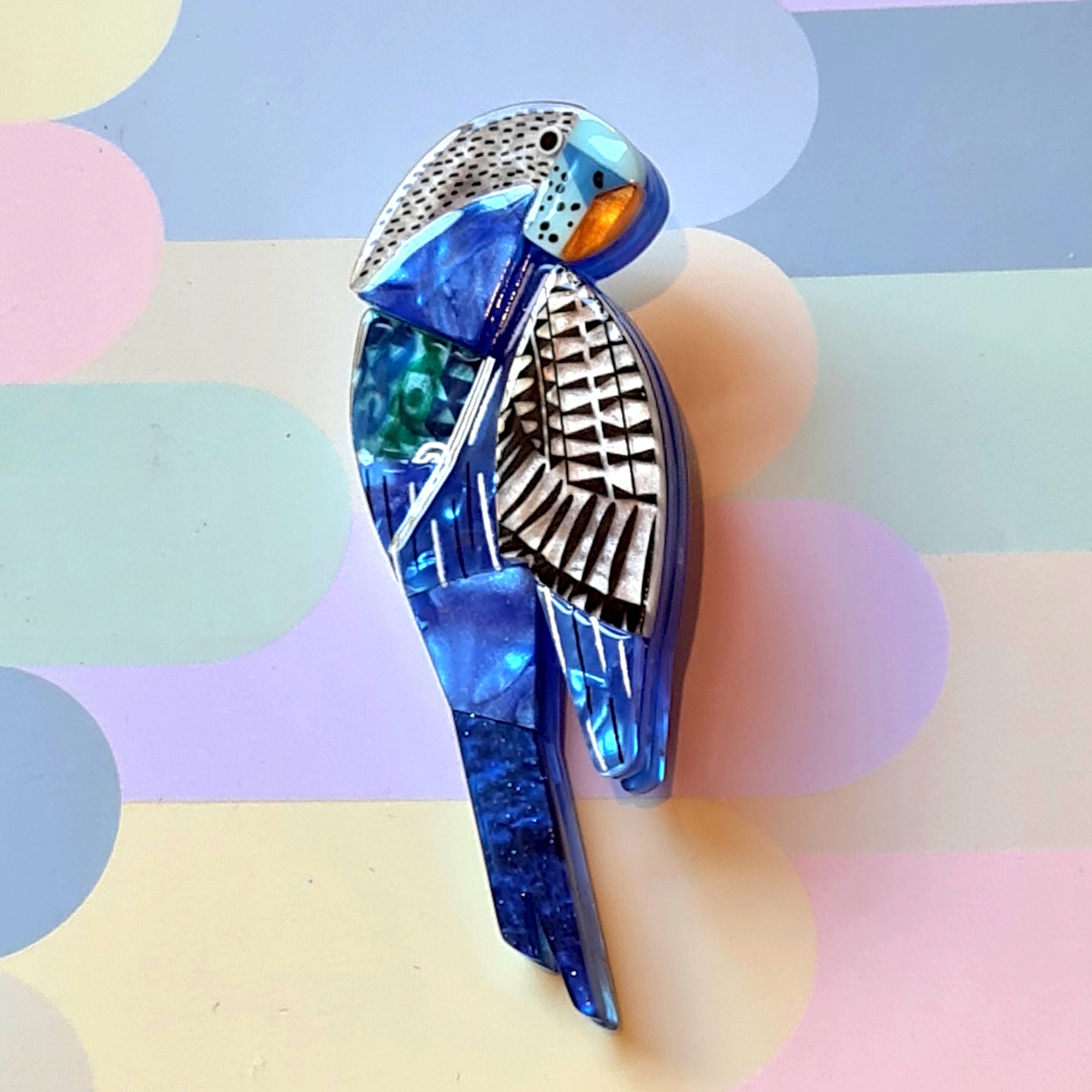 A Budgie Named Chirp Brooch by Erstwilder x Clare Youngs