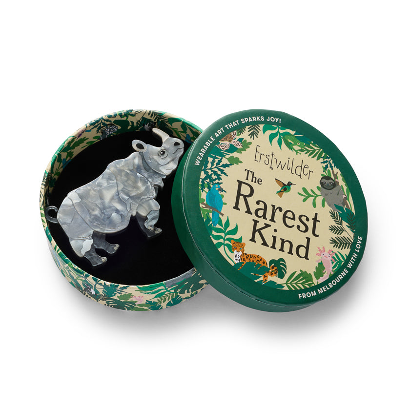 Javan Rhino Brooch by Erstwilder