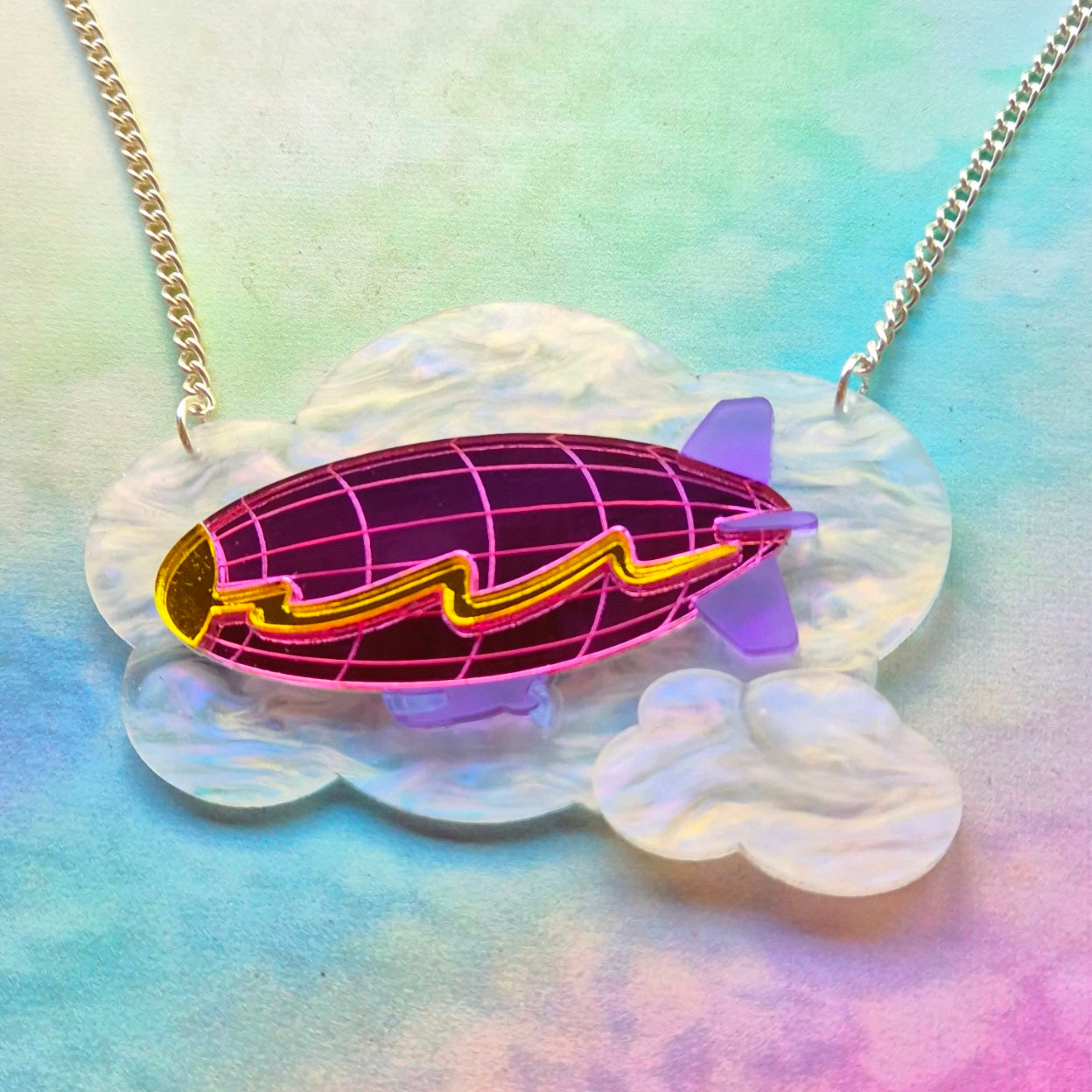Big Pink Blimp Necklace by Designosaur