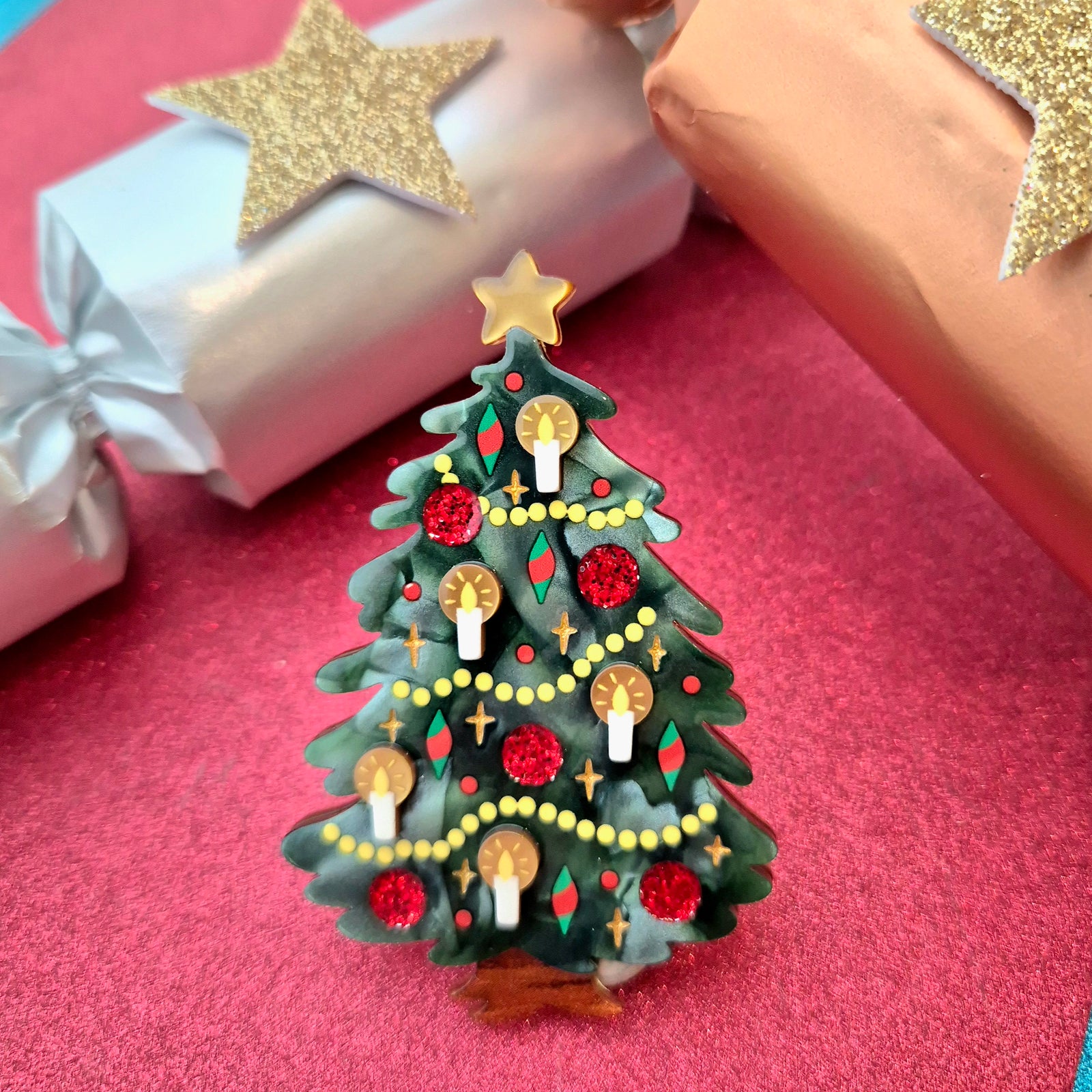 Christmas Tree Centre-Piece Brooch by Erstwilder