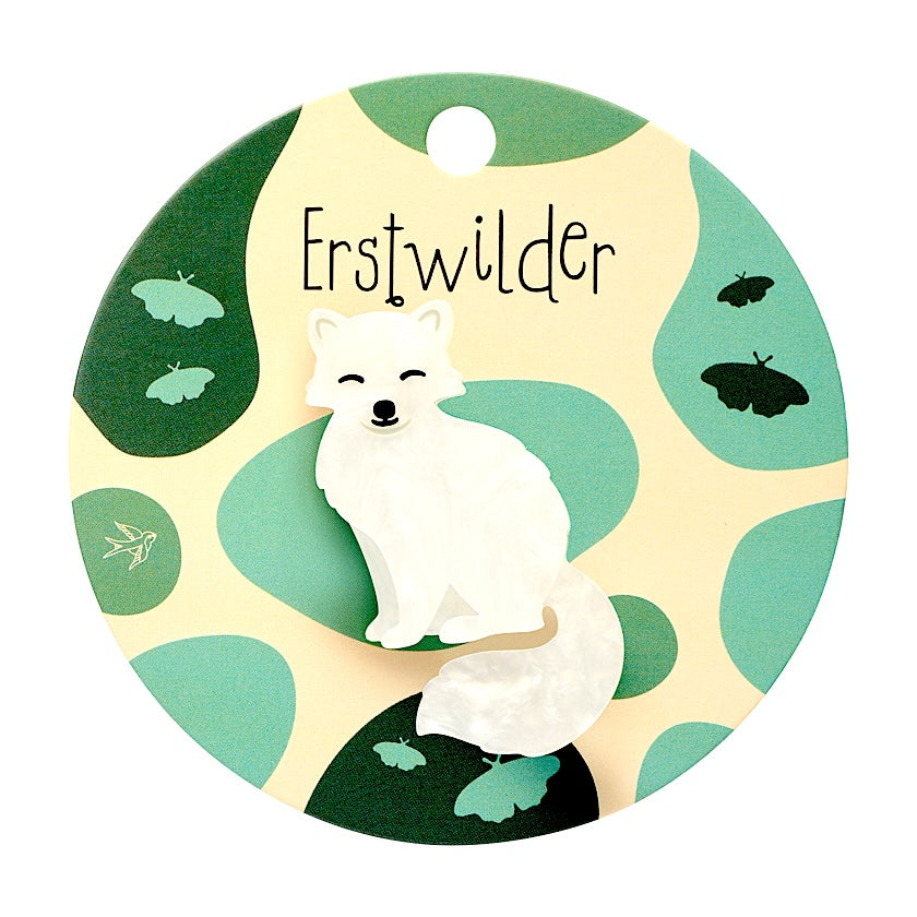 Arctic Fox Simplified Mini Brooch by Erstwilder