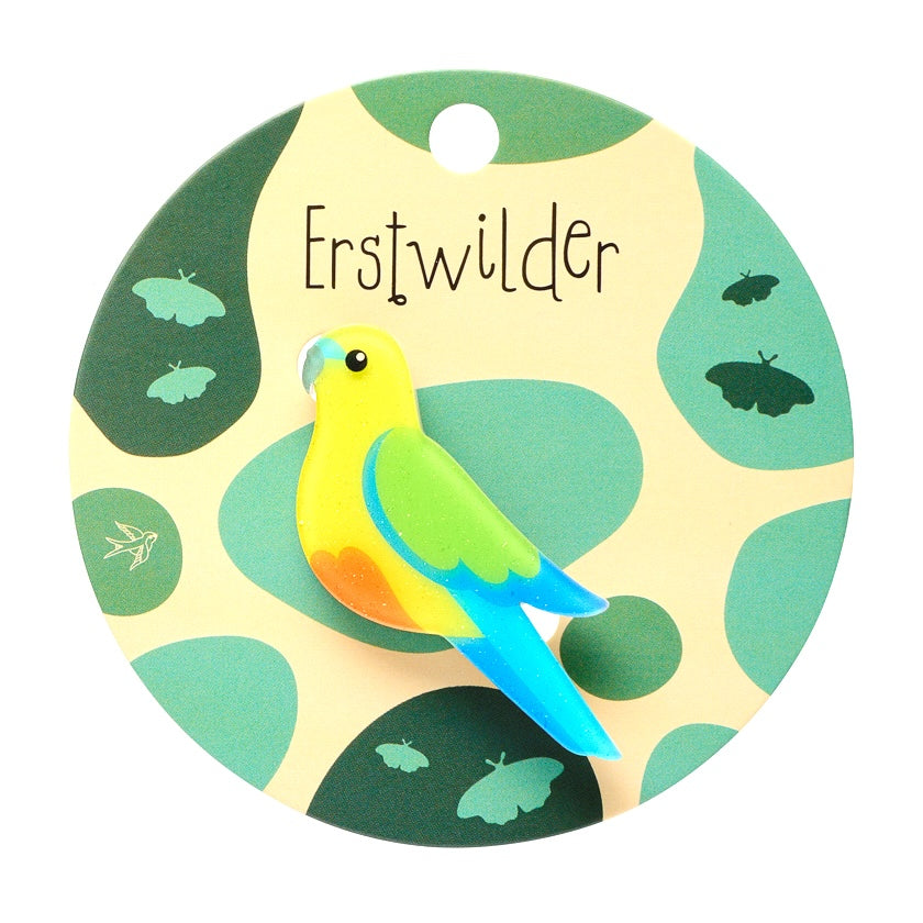 Orange-Bellied Parrot Simplified Mini Brooch by Erstwilder