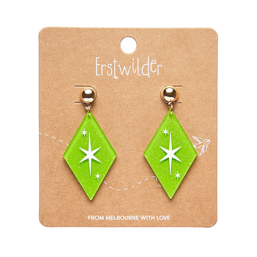 Atomic Diamond Essential Earrings by Erstwilder - Green