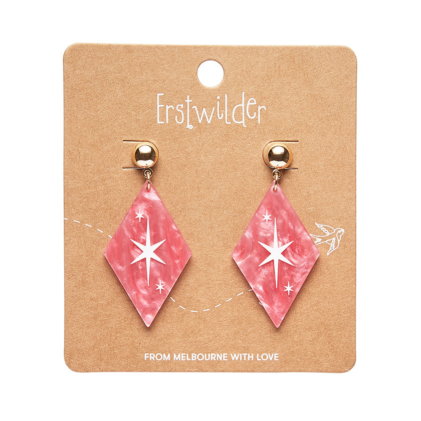 Atomic Diamond Essential Earrings by Erstwilder - Pink