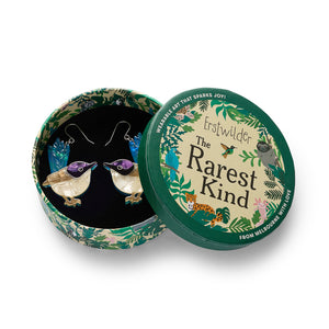 Purple-Crowned Fairy Wren Drop Earrings  by Erstwilder