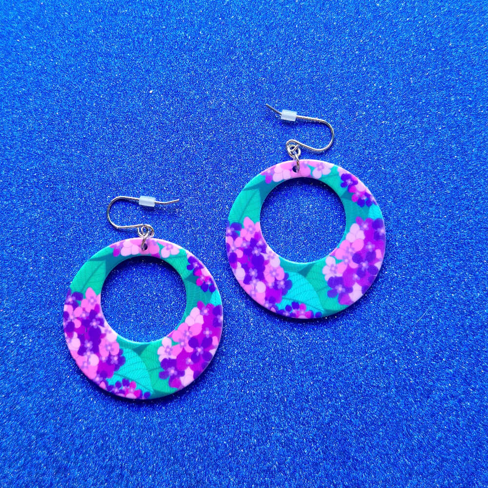 Hydrangea Circle Drop Earrings by Erstwilder
