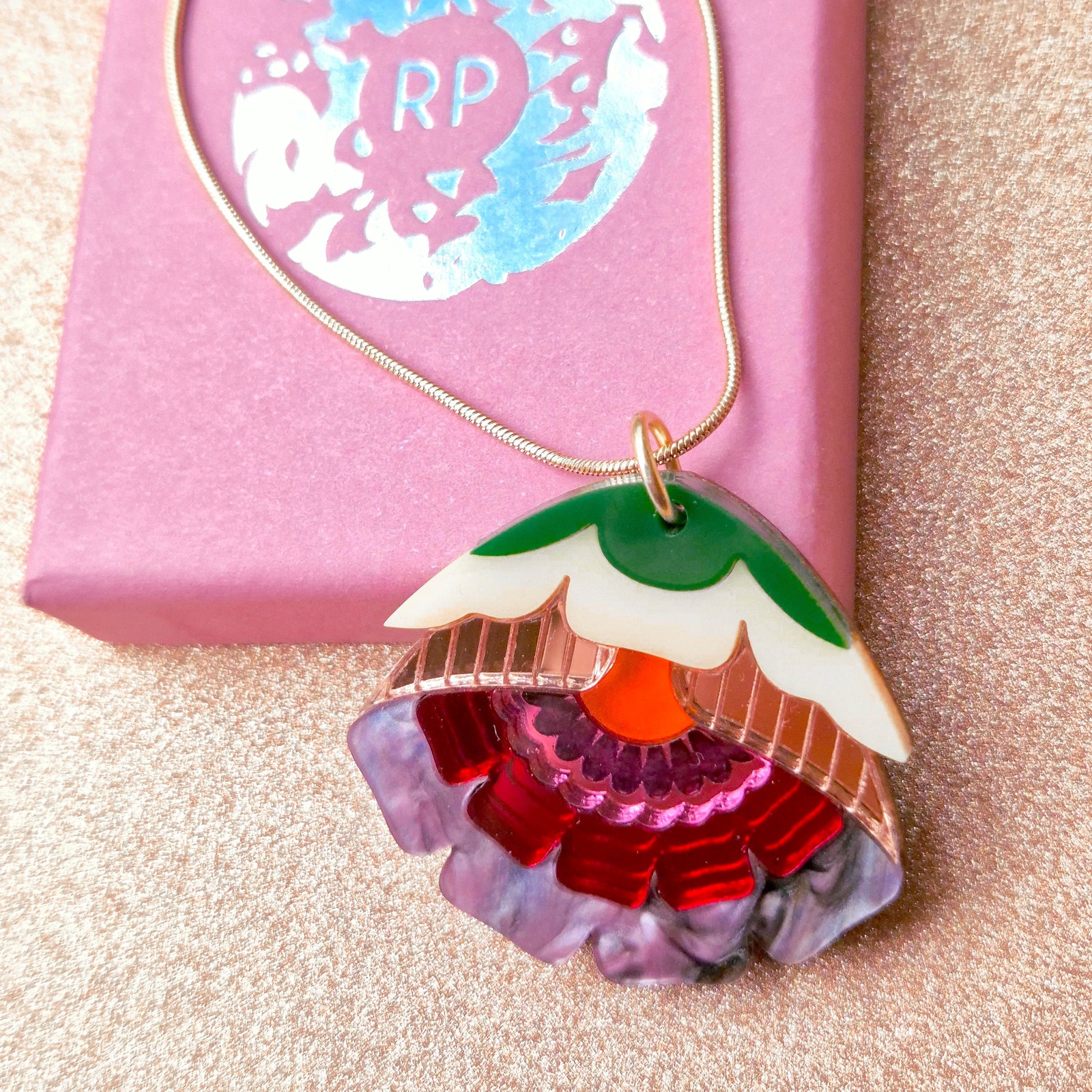 Isobel Floral Pendant Necklace in Sunset by Rosa Pietsch