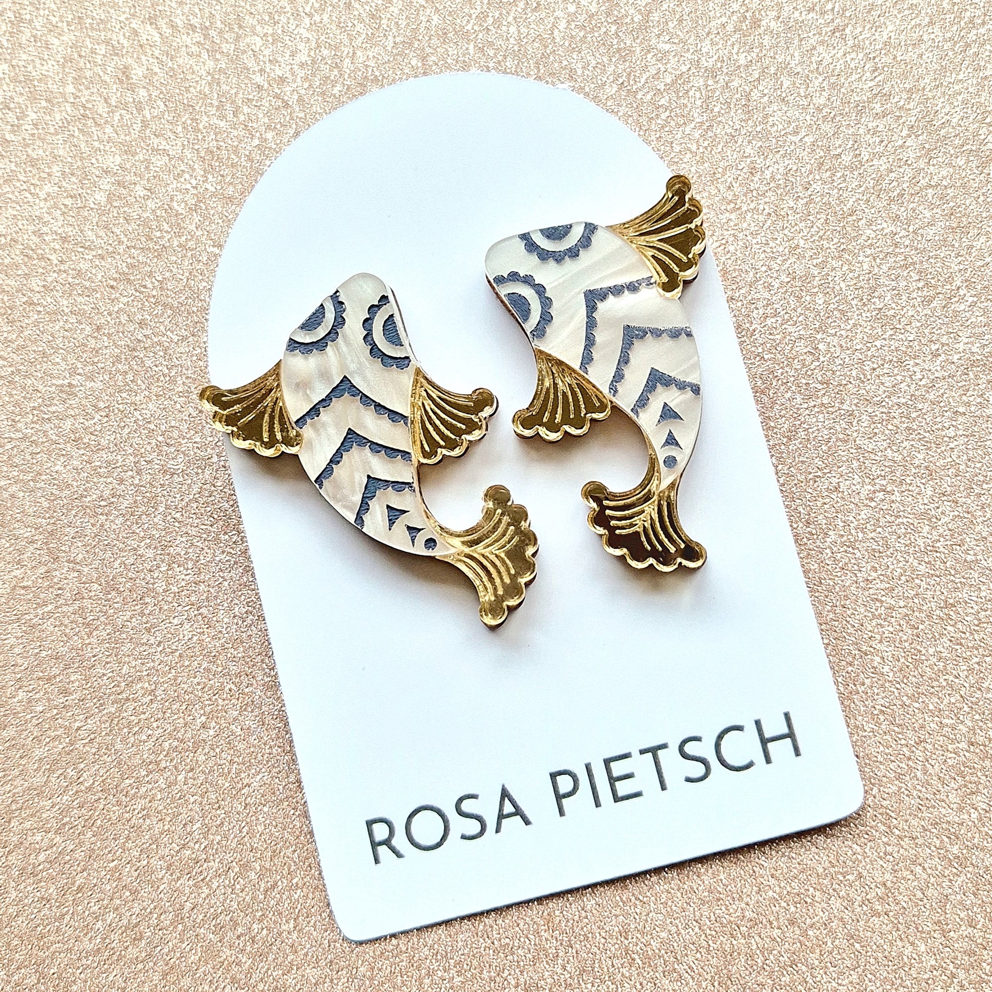 Koi Fish Stud Earrings - Gold by Rosa Pietsch