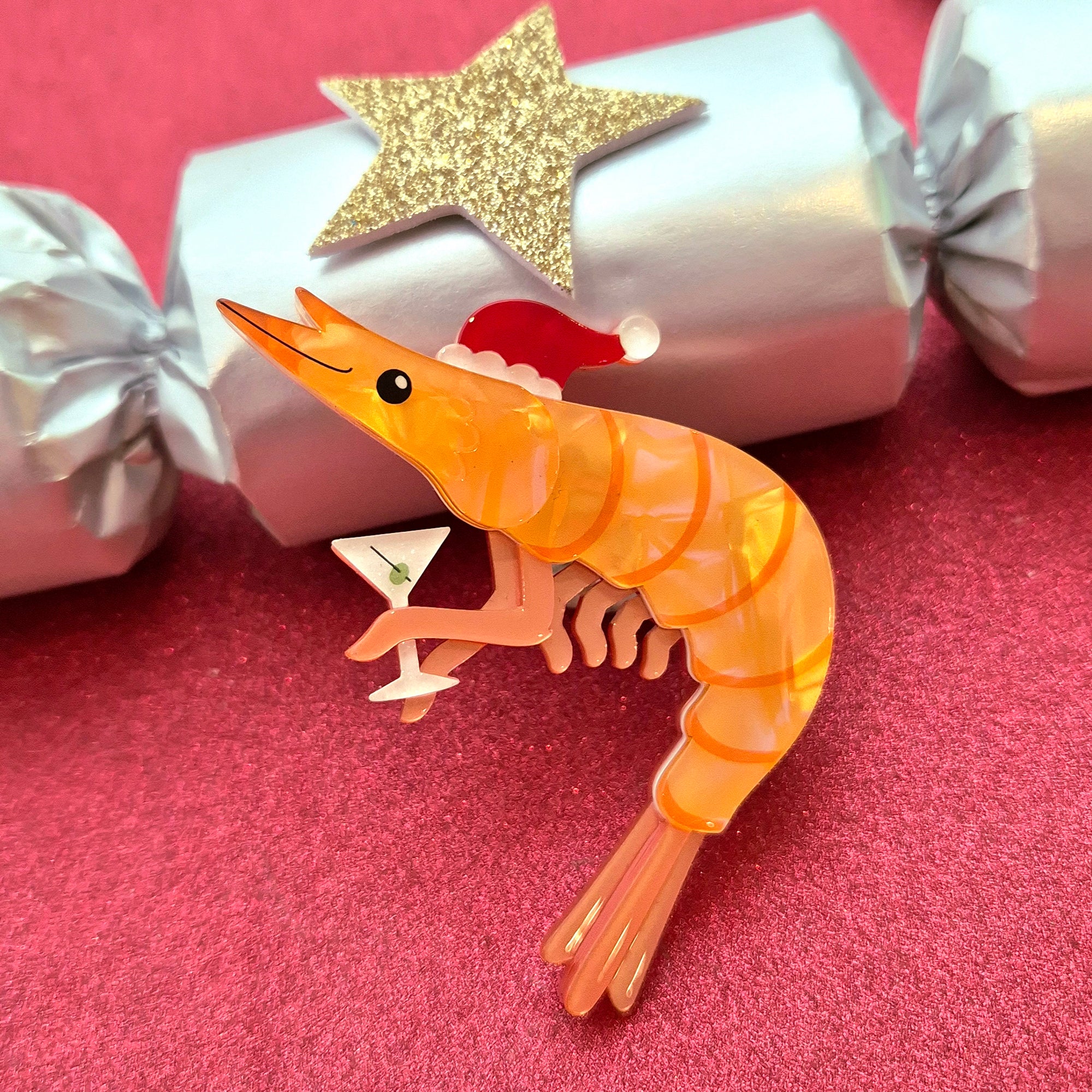 Pascal the Prawn Brooch by Erstwilder