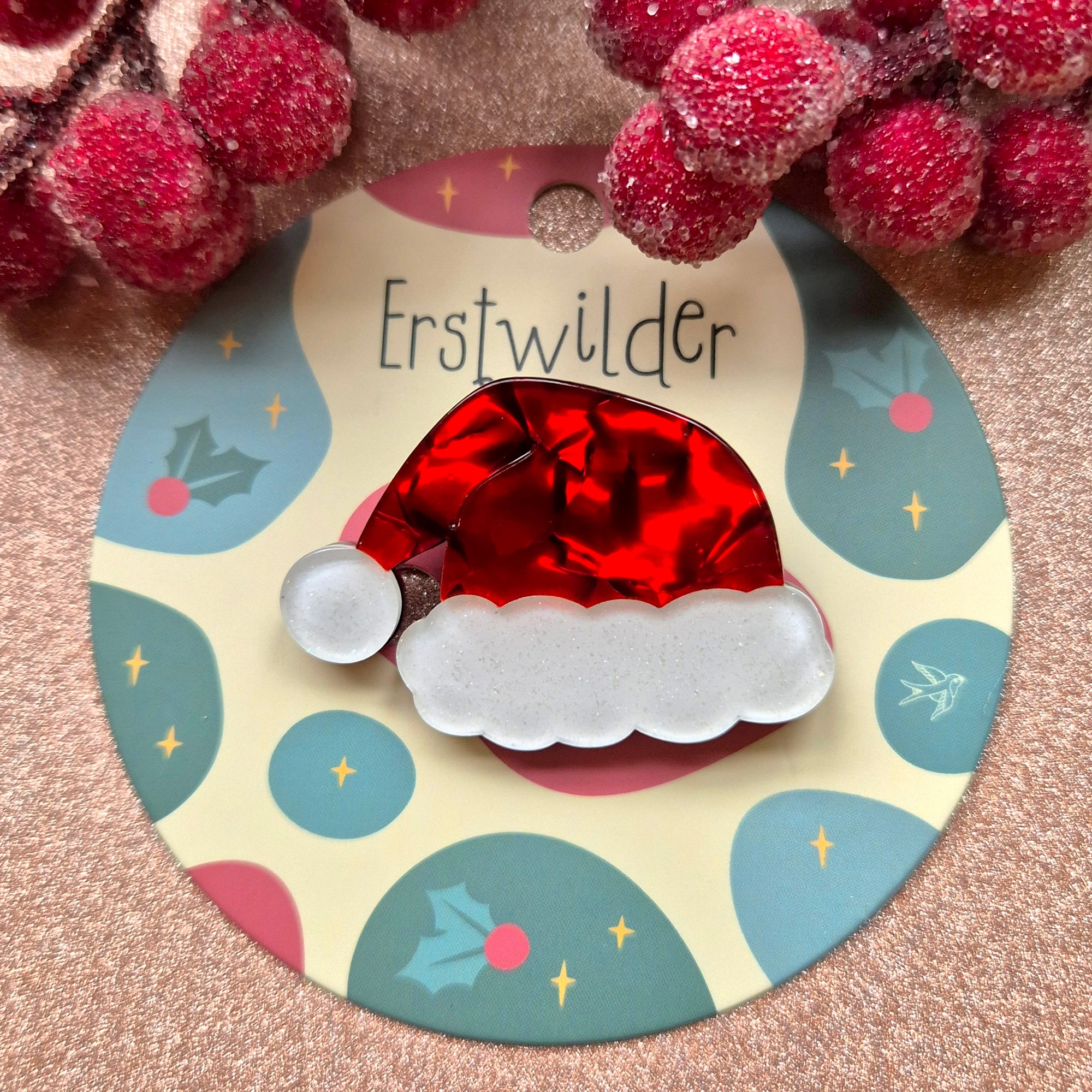 Santa's New Hat Simplified Mini Brooch by Erstwilder