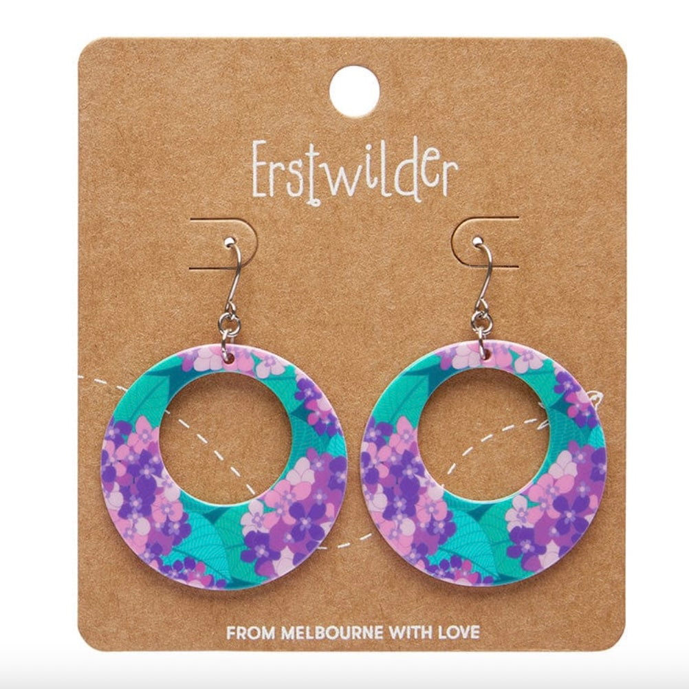 Hydrangea Circle Drop Earrings by Erstwilder