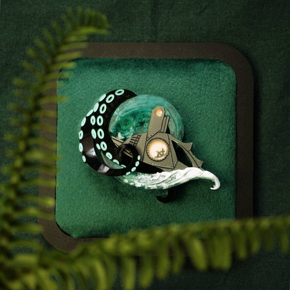 Nautilus Vs. Squid Brooch by Lost Kiwi Designs