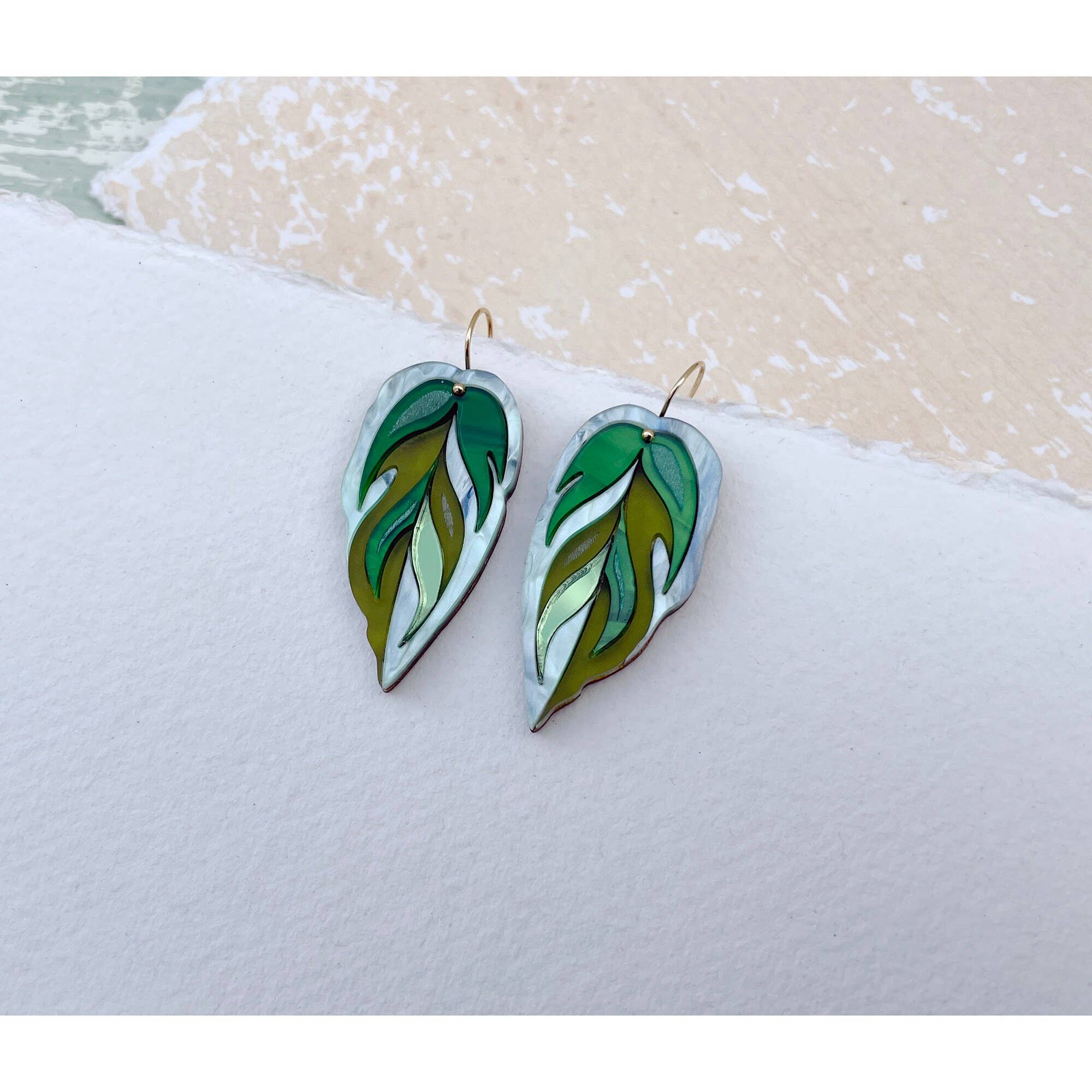 Calathea Leaf Earrings : Green Mix by Rosa Pietsch