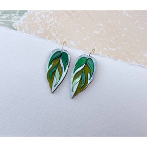 Calathea Leaf Earrings : Green Mix by Rosa Pietsch