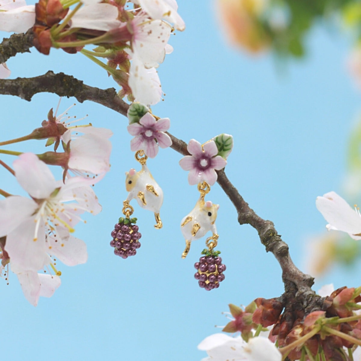 Blackberry & Mouse Earrings by Bill Skinner Studio