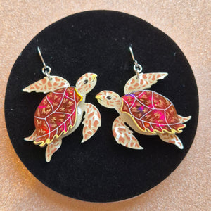 Hawksbill Turtle Drop Earrings  by Erstwilder