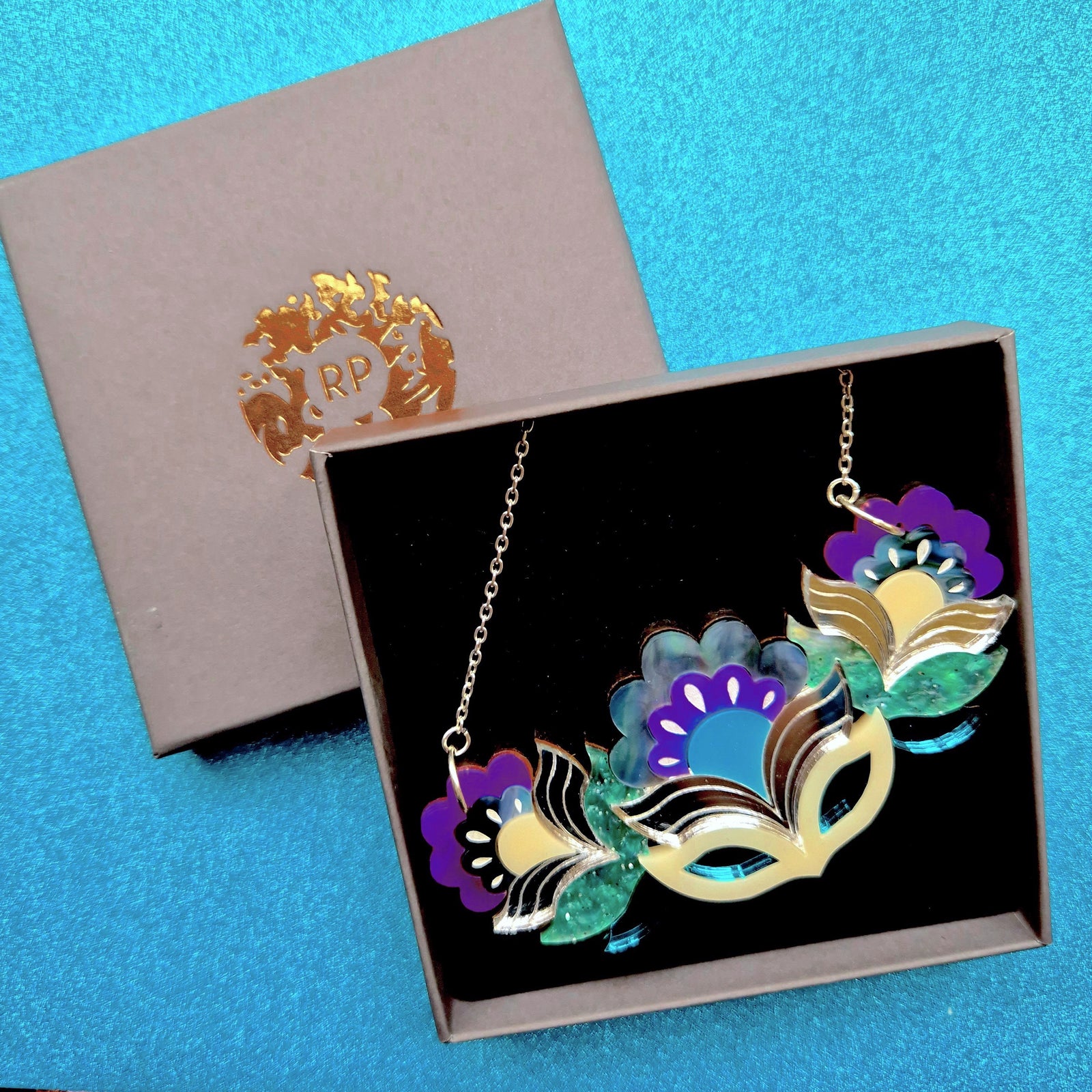 Flora Garland Bib Necklace in Purple Colourway by Rosa Pietsch