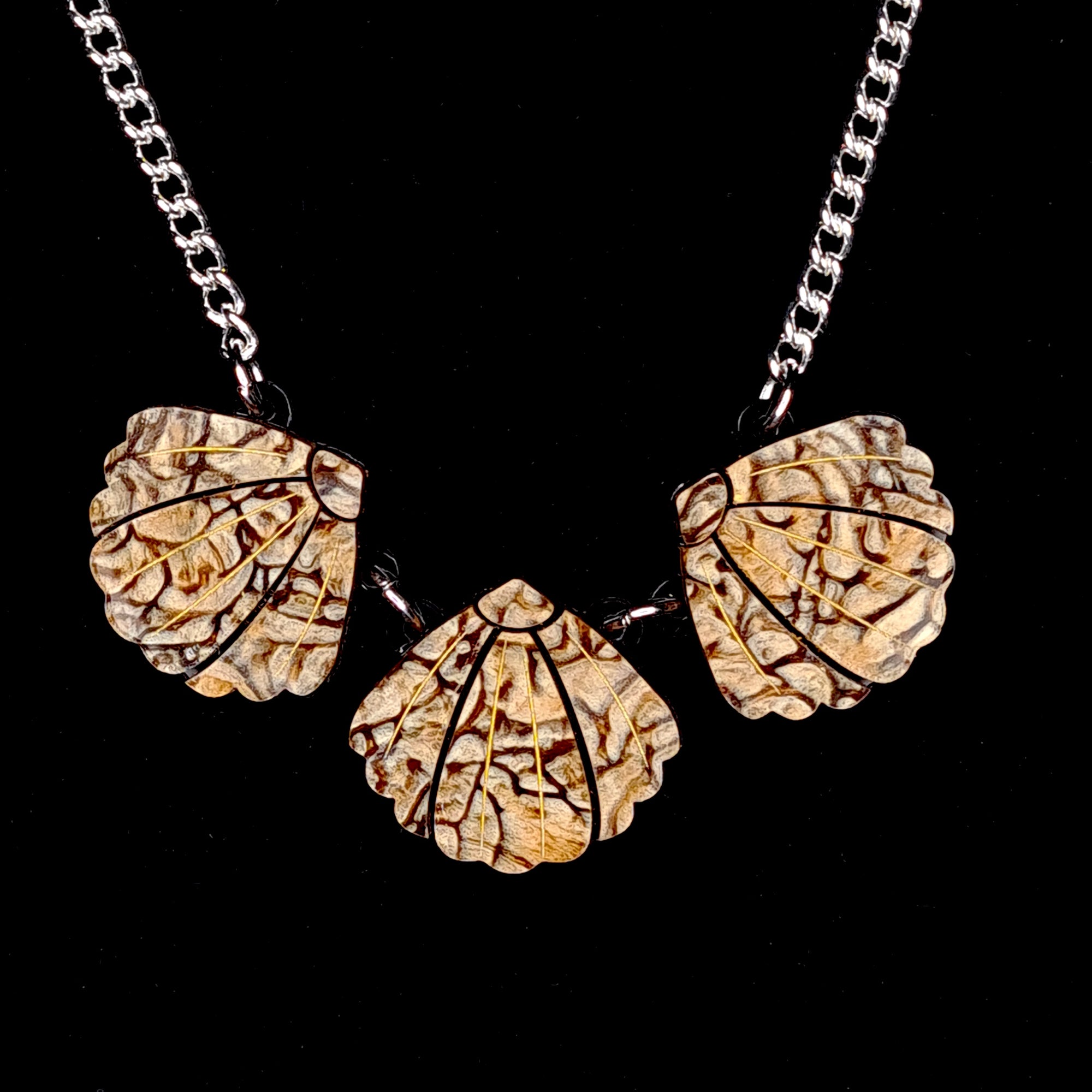 Triple Shell Necklace (Brown) by Lou Taylor