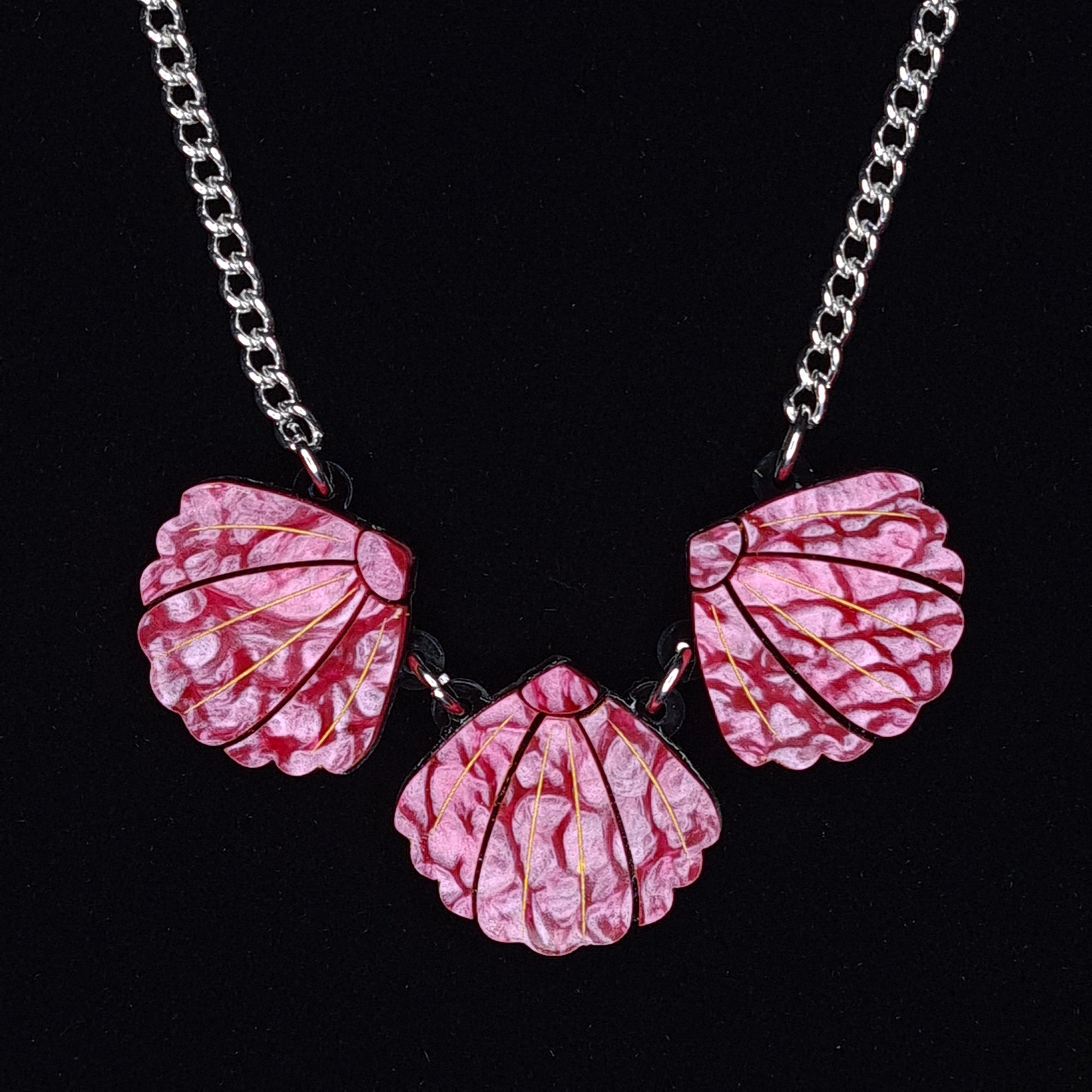 Triple Shell Necklace (Pink) by Lou Taylor