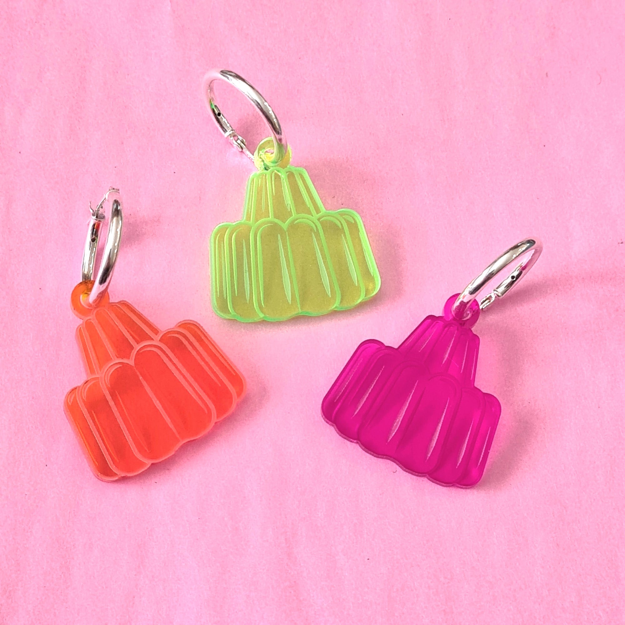 Two Tier Jello Earrings by Designosaur (Choose your favourite pair from:  Berry, Lime or Orange)