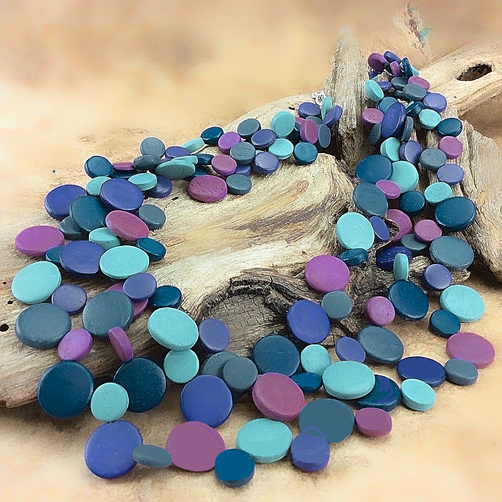 Purple Rain Smarties 3 Strand Coconut Shell Necklace by Cool Coconut