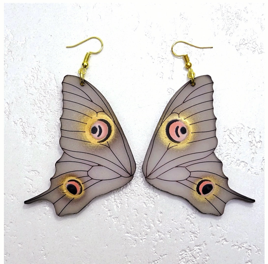 Moth Earrings Snow White/Brown by MissJ Designs
